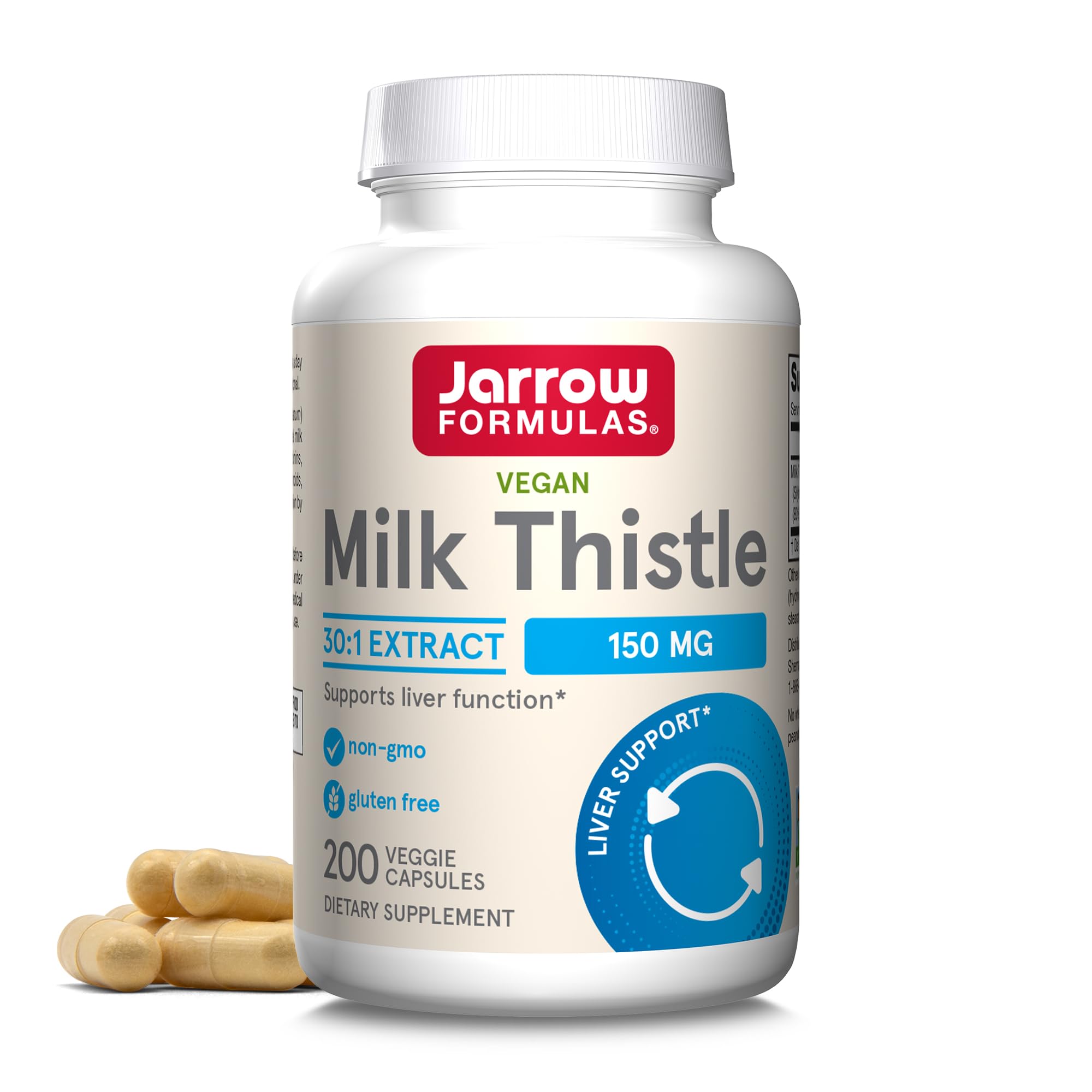Jarrow Formulas Red Yeast Rice 1200 mg & Co-Q10 100 mg Per Serving-120 Veggie Caps-60 Servings & Heart Health-Vegan & Milk Thistle 150 mg with 30:1 Standardized Silymarin Extract