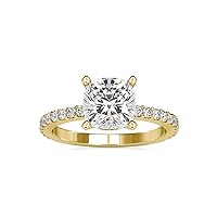Certified Solitaire Engagement Ring Studded with 0.38 Ct IJ-SI Natural & 2.44 Ct Center Cushion Moissanite Diamond in 14k White/Yellow/Rose Gold for Women on Her Engagement Ceremony
