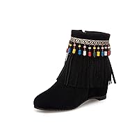 Womens Western Ankle Boots Non Slip Low Wedge Heel Bootie Waterproof Dress Winter Booties