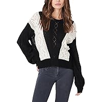 Pink Queen Women's 2023 Fall Casual Crochet Oversized Sweaters Batwing Long Sleeve Crewneck Knit Pullover Jumper Tops