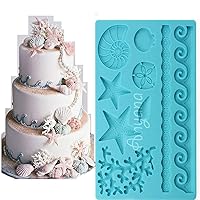 Sea Shell starfish conch coral Silicone Fondant Mold for Cake Decoration Chocolate Candy Mold Soap Mold Baking Tool Jello Mold edible Non stick easy to use