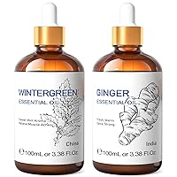HIQILI Wintergreen Essential Oil and Ginger Essential Oil, 100% Pure Natural for Diffuser - 3.38 Fl Oz