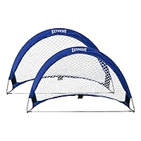 Champion Sports Extreme Pop-Up Portable Training Soccer Goal with Carrying Bag, 2 Goal Set – Multiple Styles