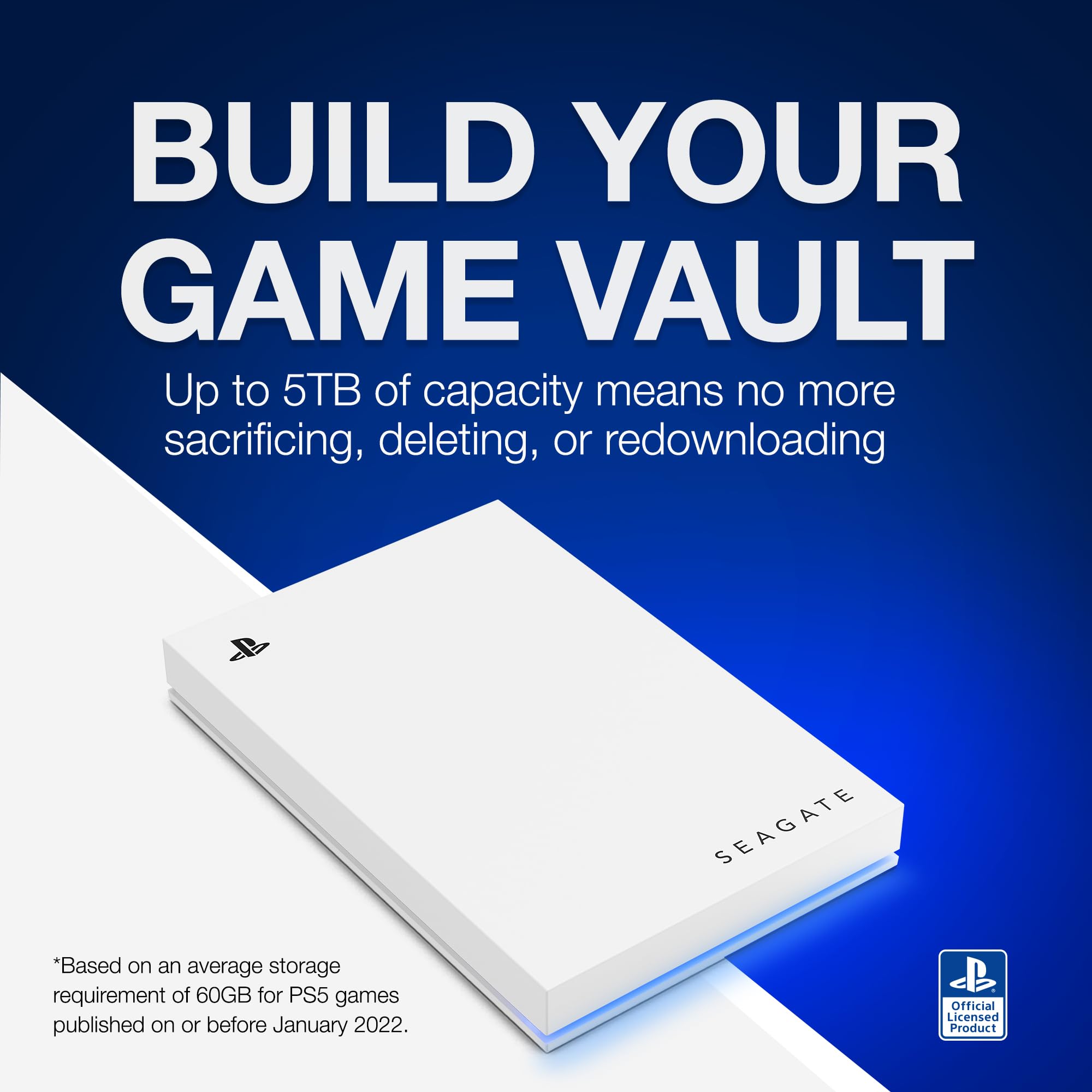 Seagate Game Drive for PS5 5TB External HDD - USB 3.0, Officially Licensed, Blue LED (STLV5000100)