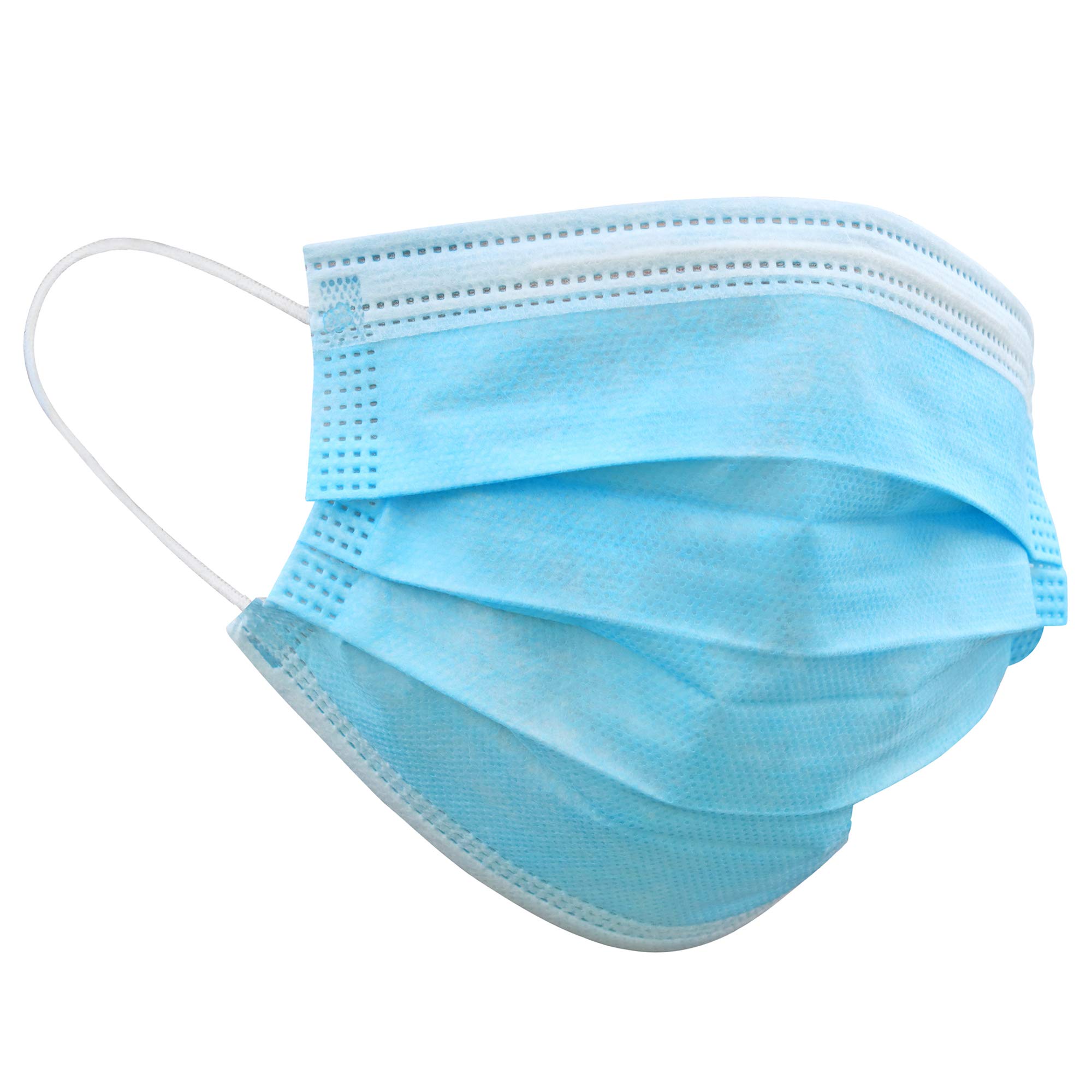 Jumbl Face Mask [50 Pack] Single Use Disposable Blue Face Mask, 3-Ply Masks with Elastic Earloops