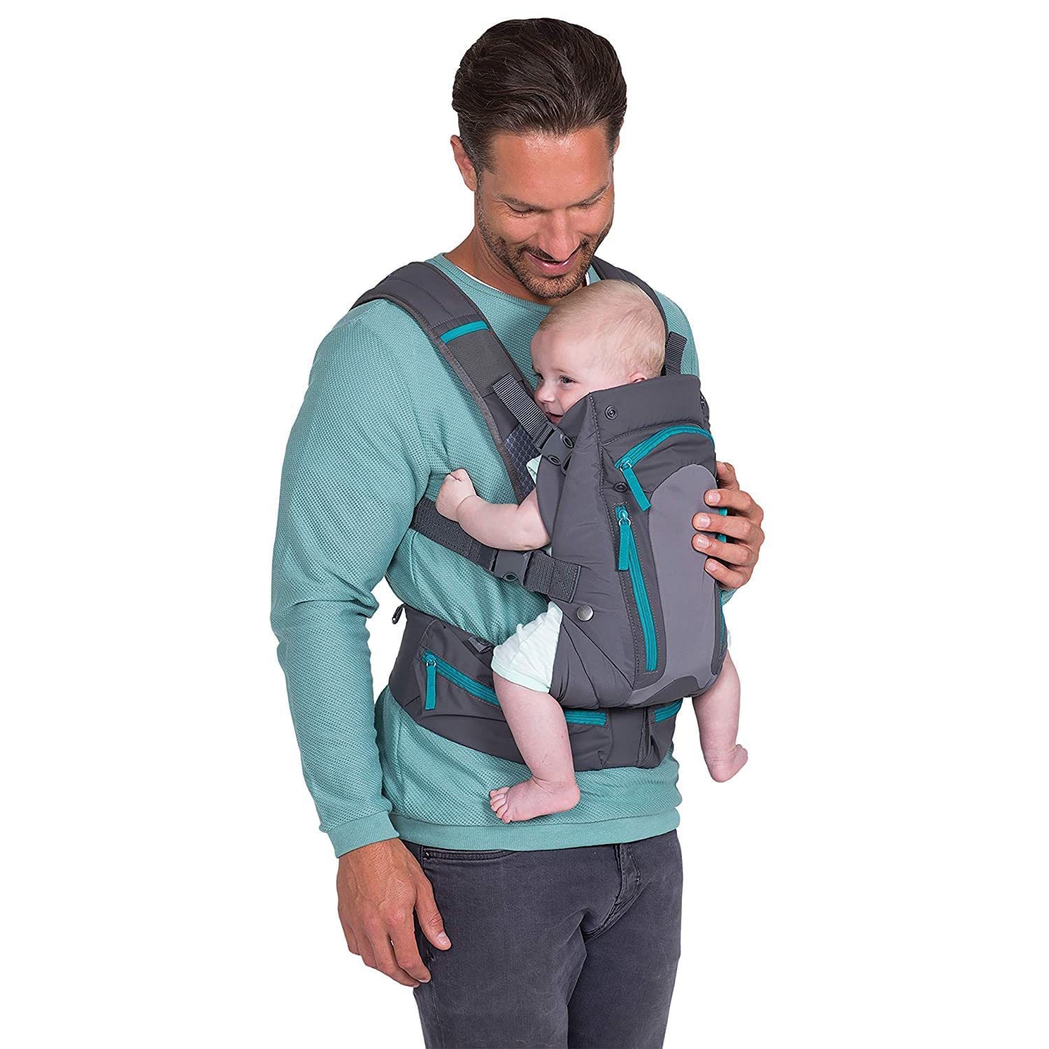 Infantino Carry On Carrier - Ergonomic, Expandable, face-in and face-Out, Front and Back Carry for Newborns and Older Babies 8-40 lbs