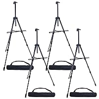 U.S. Art Supply - Pack of 4-66 Inch Sturdy Black Aluminum Tripod Artist Field and Display Easel Stand - Adjustable Height 20