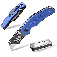 Folding Utility Knife G10 Handle with Stainless Steel Head, Quick-change Blade & Back Lock, Heavy Duty Box Cutter, 1PC Razor Knife with Extra 10PC SK5 Blades