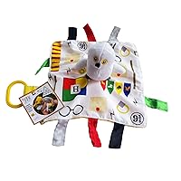 Baby Jack & Co 10x10” Wizard Lovey Owl Tag Toy for Babies Witches - House Colors - Learn Wizardry - Soft & Safe - Learn Shapes & Colors - Ideal Baby Toy & Muggle Gift - BPA Free w/ Stroller Clip