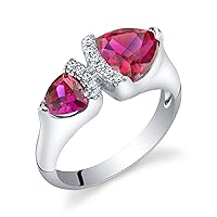 PEORA 925 Sterling Silver Forever Us Two-Stone Ring for Women, Trillion Shape Various Gemstones, Sizes 5 to 9