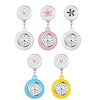1-2 Pack Retractable Lapel Watch with Second Hand for Nurses Doctors Clip-on Hanging Nurse Watches for Women Silicone Cover Badge Stethoscope Fob Pocket Watch
