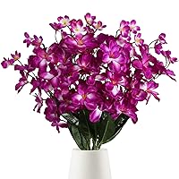 Orchids Artificial Flowers 10PCS Fake Orchid Silk Flowers 27 Inches Faux Orchid Artificial Orchid Artificial Flowers for Decoration for Wedding Dinning Home Restaurant (Fuchsia)
