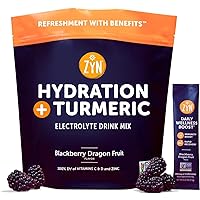 ZYN Electrolytes Powder Hydration Packets with Vitamins, Zinc Turmeric Curcumin for Gut Health, Immune Support, Low Sugar Electrolyte Drink Mix Packets with Piperine, BlackBerry Dragon Fruit, 16 Pack