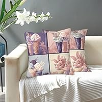 Ice Cream Illustration Printed Throw Pillow Covers Soft Cozy Pillowcases Modern Decorative Couch Pillow Case Square Cushion Covers Home Decor for Living Room Bed Sofa