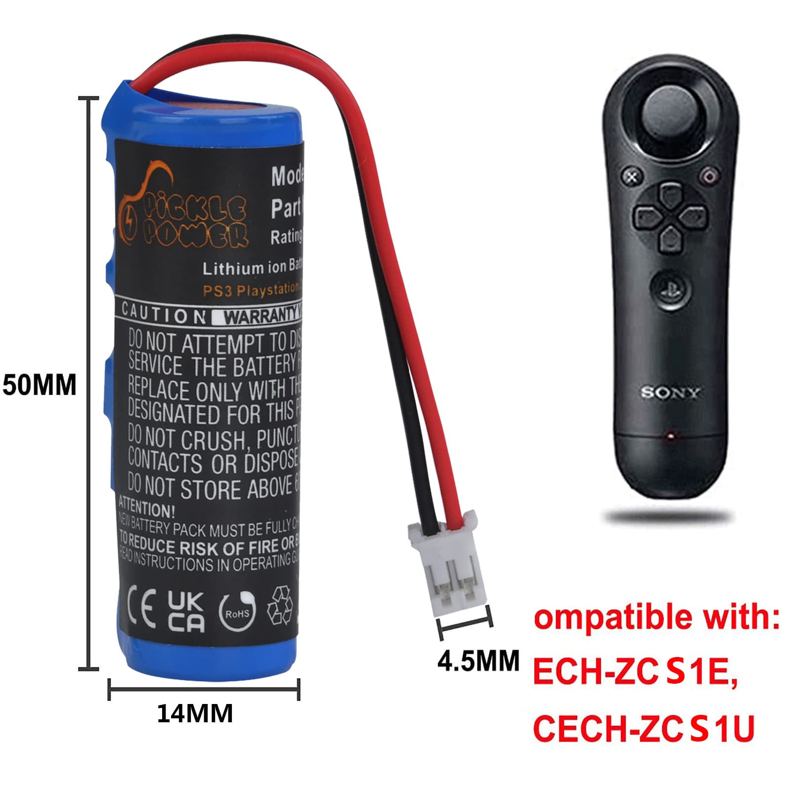 Pickle Power 2000mAh LIS1442 PS3 Move Navigation Controller Battery Replacement for Sony PS3 Playstation 3 CECH-ZCS1E CECH-ZCS1U