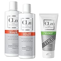 CLn Folliculitis Bundle - (2) Healthy Scalp Shampoo 8oz & (1) BodyWash 3oz - For Skin & Scalp Prone to Folliculitis, Eczema, Dermatitis, Acne, Dandruff, Itchy & Flaky Scalp