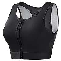 2024 New Womens Zip Front High Impact Sports Bra - Molded Cup Wireless Padded Workout Yoga Active Post-Surgery Bra