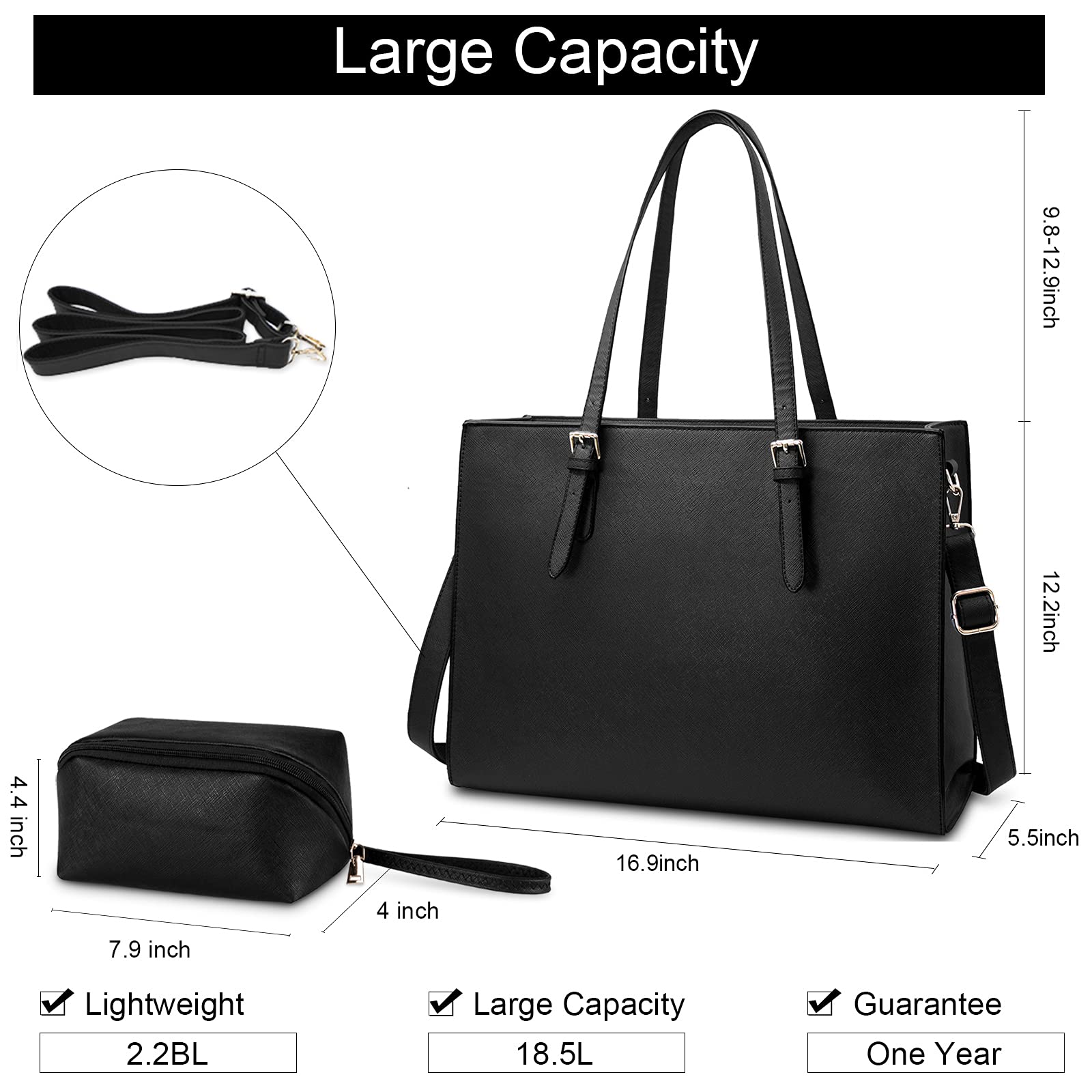 NUBILY Laptop Bag for Women Waterproof Lightweight Leather 15.6 inch Computer Tote Bag Business Office Briefcase Large Capacity Handbag