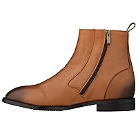 TOTO Men's Invisible Height Increasing Elevator Shoes - Premium Leather Slip-on Chelsea Boots - 2.6 Inches Taller