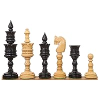 RoyalChessMall Hand Carved Lotus Series Chess Pieces Set in Weighted Ebony Wood - King Height 4.7