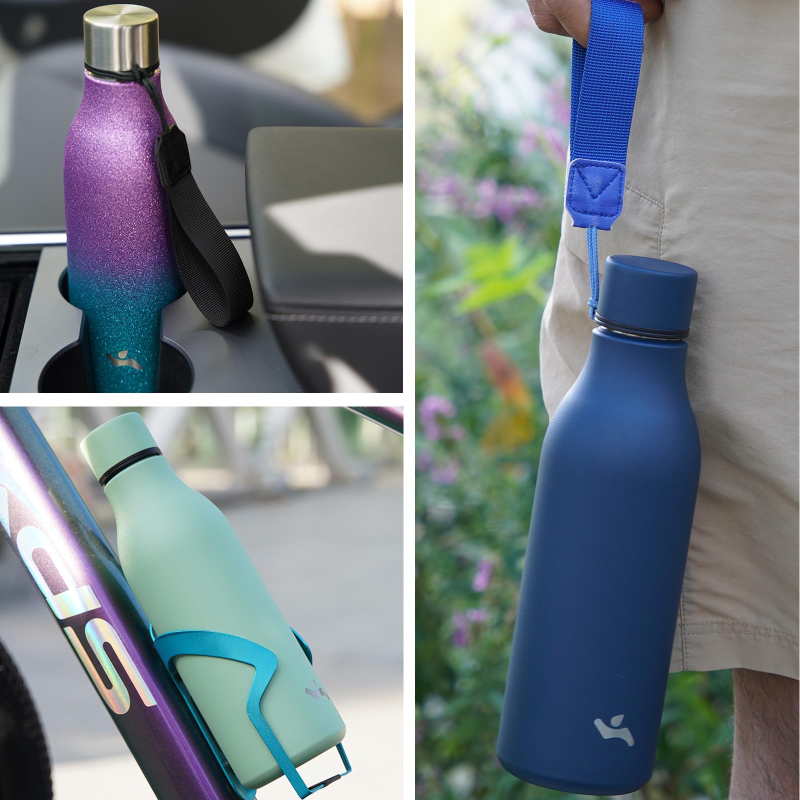 Konokyo Insulated Water Bottle with Strap,18oz Double Wall Stainless Steel Vacuum Bottles Metal Water Flask,Orange
