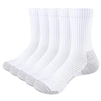 Womens Cushioned Crew Socks Moisture Wicking Cotton Casual Training Sports Socks for Women Size 4-11, 5 Pairs