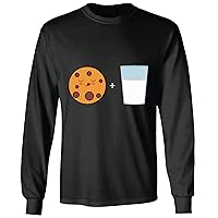 Cute Cartoon Milk and Chocolate chip Cookies Black and Muticolor Unisex Long Sleeve T Shirt