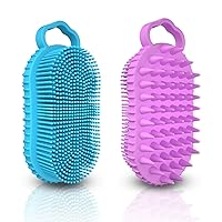 2 Pack Silicone Body Scrubber, 2 in 1 Shower and Shampoo Scalp Massager Brush for Dry and Wet, Men Women Bath Exfoliate Accessory