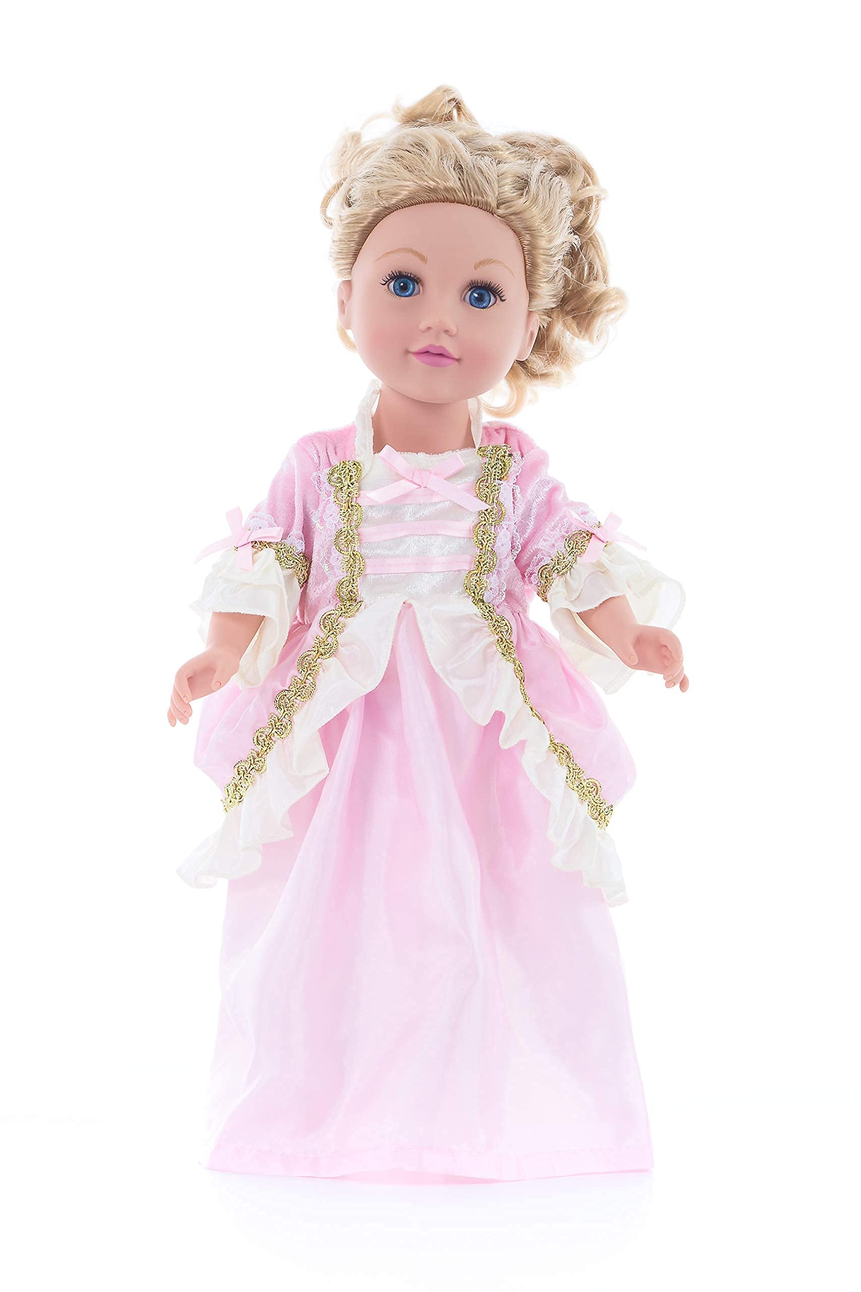 Little Adventures Pink Renaissance Princess Dress Up Costume (Medium Age 3-5) with Matching Doll Dres - Machine Washable Child Pretend Play and Party Dress with No Glitter