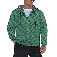 Tyranasaurus Rex Dinosaur Mens Jacket Coats Zip Up Hoodies Warm Sweatshirt for Outdoor Adventure