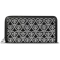 Rhinestone Bling Small Accordion Wallet Vegan Leather for Women for Cash Coin (7408-BK (Hearts))