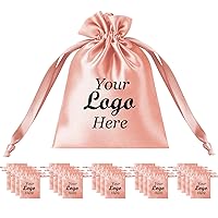TopTie Custom 50 PCS Silk Satin Gift Bag with Drawstring, Jewelry Pouch Bags Logo Printed Premium Cosmetic Bag, 3.2 X 4.3 Inches