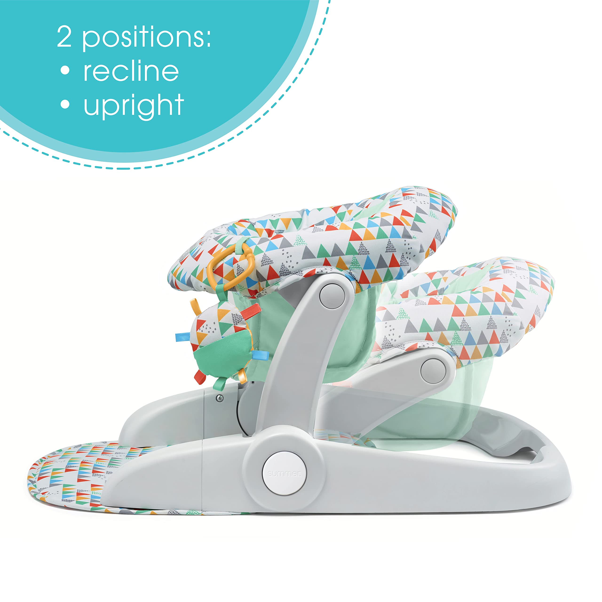 Summer® Learn-to-Sit™ 2-Position Floor Seat (Funfetti Neutral) – Sit Baby Up in This Adjustable Baby Activity Seat Appropriate for Ages 4-12 Months – Includes Toys