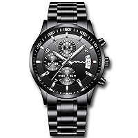 Men's Fashion Stainless Steel Watches Date Waterproof Chronograph Wristwatches,Stainsteel Steel Band Waterproof Watch