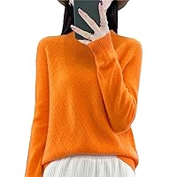 Women Autumn Winter 100% Merino Wool Sweater Mock Neck Hollow Long Sleeves Casual Cashmere Pullovers