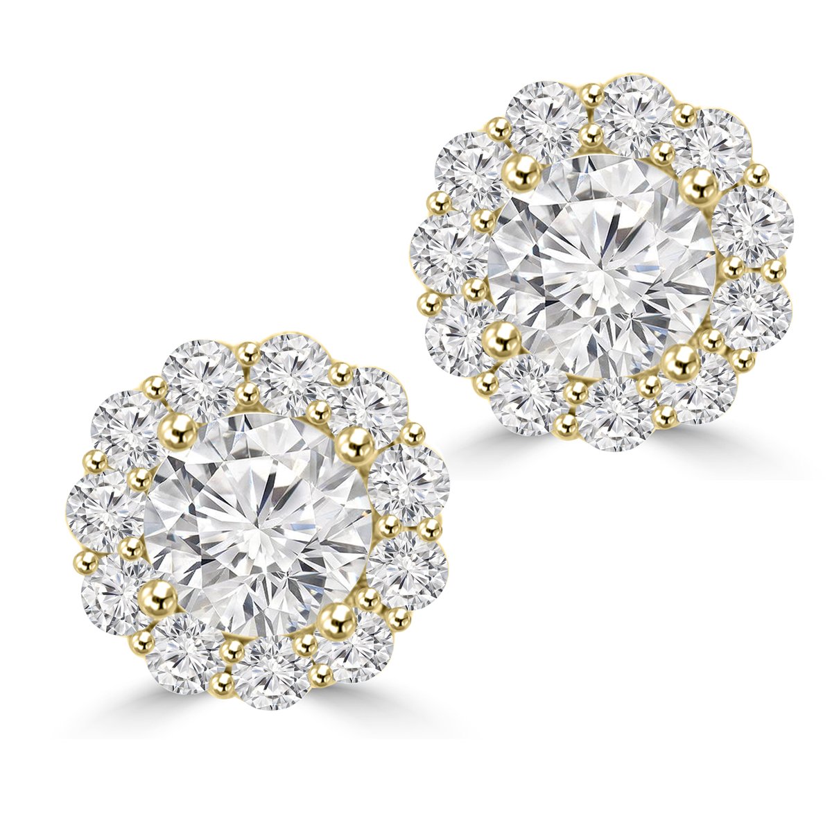 Madina Jewelry 2.05 Ct Ladies Round Cut Diamond Stud Earring In 14 kt White Gold