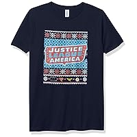 DC Comics Justice League Sweater Boy's Premium Solid Crew Tee, Navy Blue, Youth X-Small