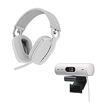Logitech Brio 500 Full HD Webcam and Zone Vibe 100 Wireless Headphones with Noise-Canceling Mic, Works with Microsoft Teams, Google Meet, Zoom, Mac/PC - Off White