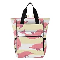 Pink Dolphins Diaper Bag Diaper Bag Backpack Diaper Bag Tote for Travel with Insulated Pockets and Stroller Straps