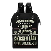 Chicken Lady Durable Travel Laptop Hiking Backpack Waterproof Fashion Print Bag for Work Park Black-Style