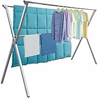 Clothes Drying Racks Outdoor, 80 Inches Updated Version,Stainless Steel Laundry Drying Rack for Indoor Outdoor and The Balcony,Length Adjustable Saves Space,with Windproof Hooks(Silver02)
