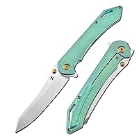 KANSEPT Colibri Tech Pocket Folding Knives for Men EDC Camping Folding Knife 4.34'' CPM S35VN Blade Material Pocket Folding Knife with Green Anodized Titanium Handle Everyday Carry K1060A3