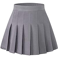 SANGTREE Women's Pleated Mini Skirt with Comfy Casual Stretchy Band Skater Skirt, US XS - US 4XL