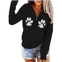 Fall Womens Long Sleeve Sweatshirt Tops, Vintage Fashion Crewneck Zipper Pullover Casual Loose Fit Blouses for Women