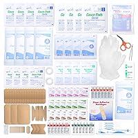 First Aid Kit Refill - Complete 180+ Items - Basic Supplies for Small to Medium Boxes - Bandages, Gauze, Antiseptics - Quality Products, Assembled in the USA - Packed in a Durable Cardboard Box
