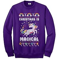 Threadrock Christmas Is Magical Unicorn Ugly Christmas Kids Youth Sweatshirt