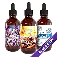 Dead Sea Collection Body Oil Set - Almond Vanilla Oil – Oil with Collagen – Lavender Oil - set of 3