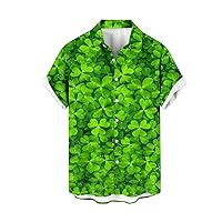 Shamrock Shirts St.Patrick's Day Irish Festival Costumes Men Button Down Short Sleeve Shirts Casual Loose Fit