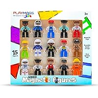 Playmags Large Magnetic Figures Community Set of 15 Pieces – 3” Play People Perfect for Magnetic Toys Building Blocks - STEM Learning Toys for Kids – Magnet Tiles Expansion Accessories Pack