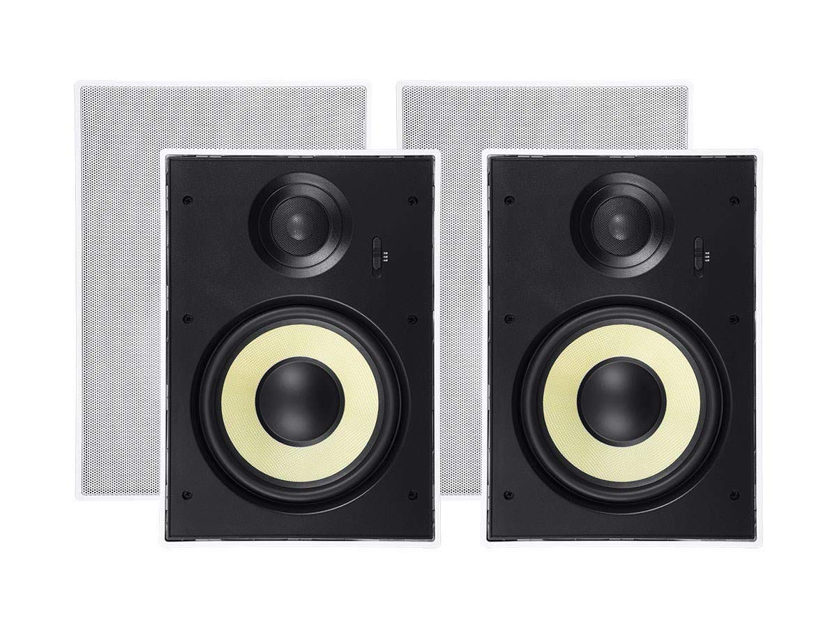 Monoprice - 134709 2 Way in-Wall Speakers - 8 Inch (Pair) with Aramid Fiber and Titanium Silk Drivers - Caliber Slim Series